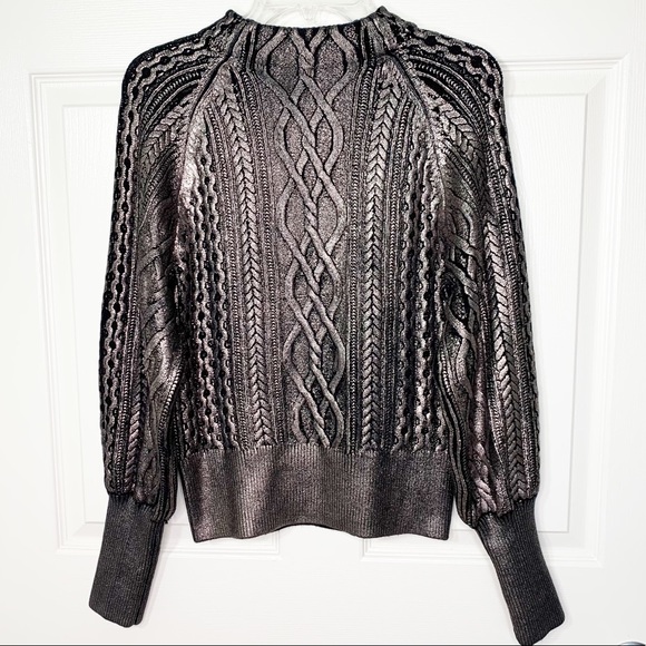 Express Metallic Gunmetal Cable Knit 